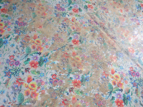 Floral Acid Washed Cowhide Rug - Size: 8x7 feet M-1588