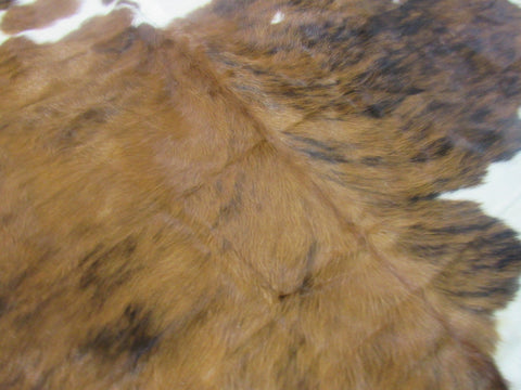 Tricolor Speckled Cowhide Rug (mainly brown tones/ longish hair) - Size: 7.2x6.5 feet M-1589