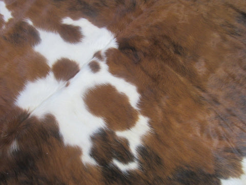 Tricolor Speckled Cowhide Rug (mainly brown tones/ longish hair) - Size: 7.2x6.5 feet M-1589