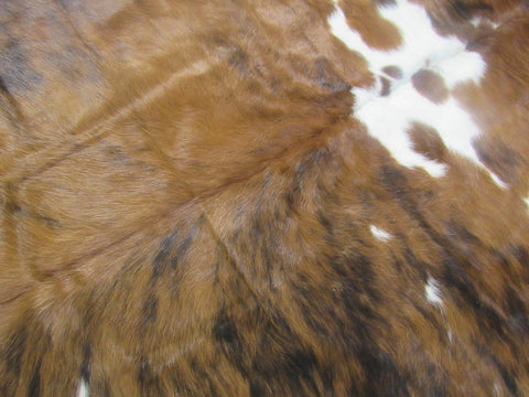 Tricolor Speckled Cowhide Rug (mainly brown tones/ longish hair) - Size: 7.2x6.5 feet M-1589