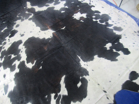 Giant Tricolor Speckled Cowhide Rug (predominantly black tones) - Size: 9x7.5 feet M-1591