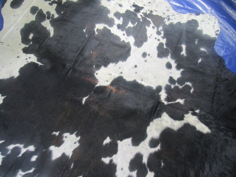 Giant Tricolor Speckled Cowhide Rug (predominantly black tones) - Size: 9x7.5 feet M-1591