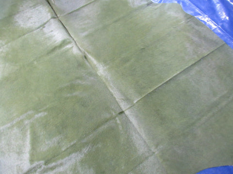 Dyed Green Cowhide Rug - Size: 7x6 feet K-285