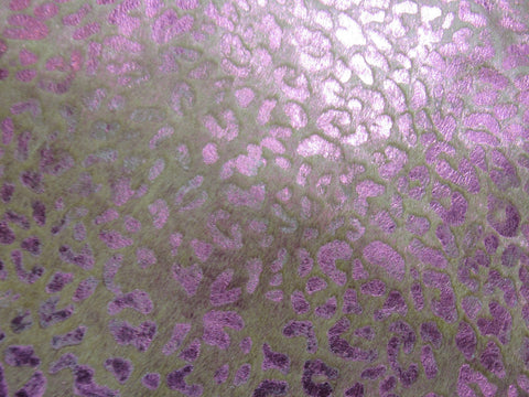 Pink Metallic Leopard Print Cowhide Rug - Size: 7x5 feet K-288