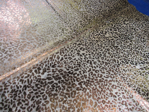 Bronze Metallic Leopard Print Cowhide Rug - Size: 7.2x5.2 feet K-289