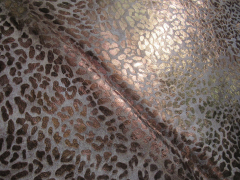 Bronze Metallic Leopard Print Cowhide Rug - Size: 7.2x5.2 feet K-289