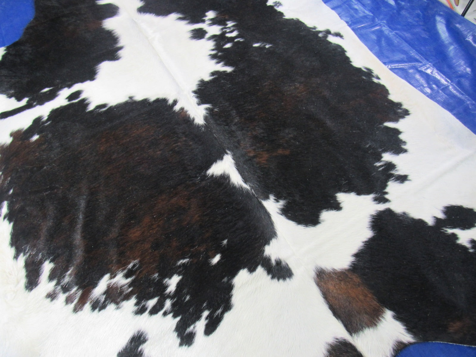 Dark Speckled Tricolor Cowhide Rug (very little brown) - Size: 7.2x6.2 feet K-296