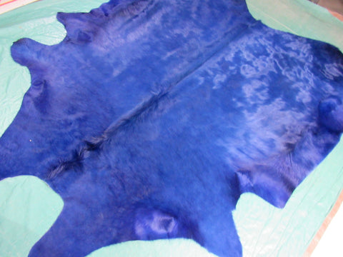 Dyed Blue Cowhide Rug - Size: 8' x 7' C-1481