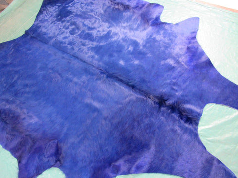 Dyed Blue Cowhide Rug - Size: 8' x 7' C-1481