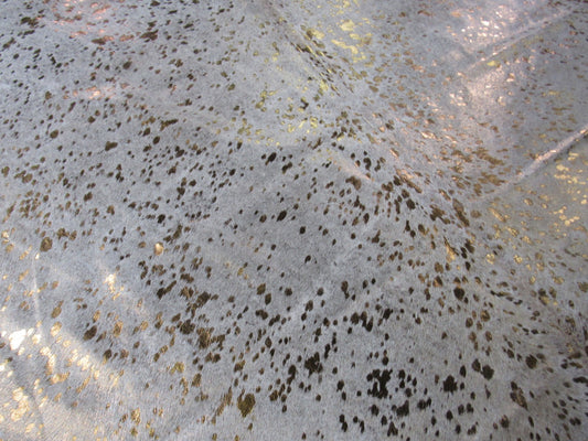 Huge Bronze Metallic Acid Washed Cowhide Rug (thin hide) Size: 8 1/2x7 3/4 feet C-1484