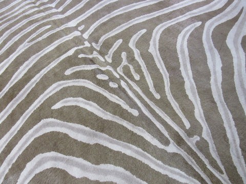 Faded Genuine Zebra Print Cowhide Rug - Size: 7.2x6 feet O-1181