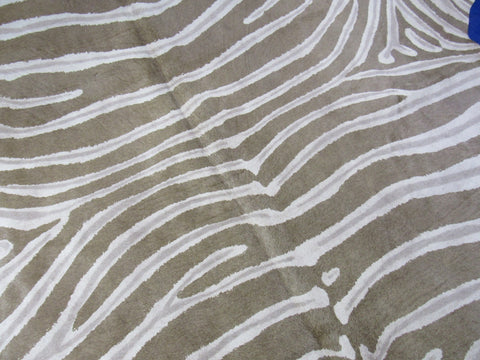 Faded Genuine Zebra Print Cowhide Rug - Size: 7.2x6 feet O-1181