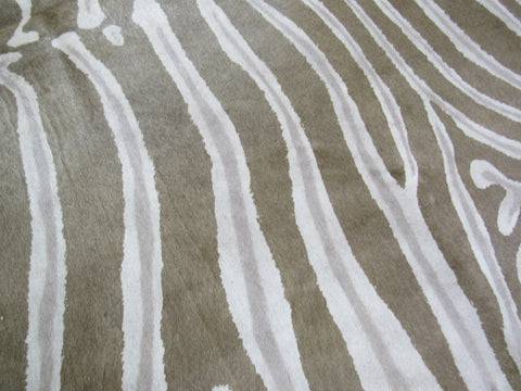 Faded Genuine Zebra Print Cowhide Rug - Size: 7.2x6 feet O-1181