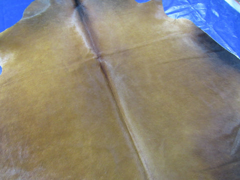 Solid Cognac Brown Cowhide Rug - Size: 6.2x6.2 feet K-300