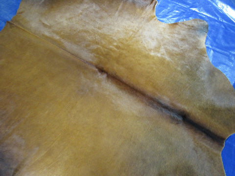 Solid Cognac Brown Cowhide Rug - Size: 6.2x6.2 feet K-300