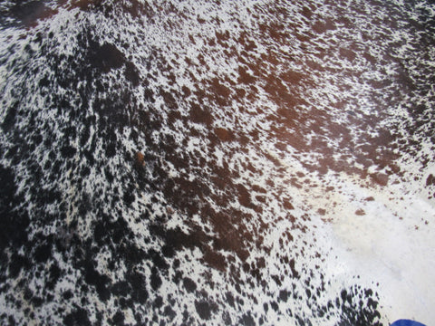 Giant Salt & Pepper Brown and White Cowhide Rug - Size: 9x7.7 feet O-1187