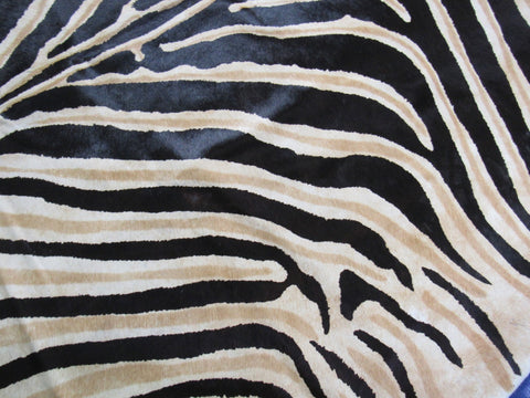 Dark Genuine Zebra Print Cowhide Rug - Size: 7x6 feet O-253