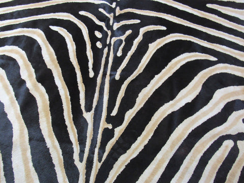 Dark Genuine Zebra Print Cowhide Rug - Size: 7x6 feet O-253