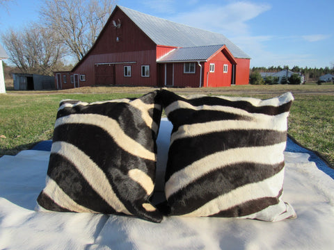 18X18" Real Zebra Hide Pillow Case C-1503