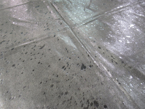 Silver Metallic Acid Washed Cowhide Rug Size: 7x6.5 feet B-272