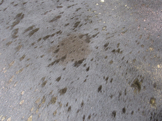 Tapis en cuir de vache délavé à l'acide métallisé doré Taille : 7 3/4x6 1/2 pieds B-277