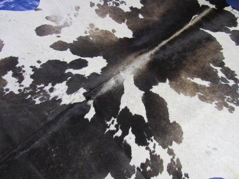 Spotted Dark Brown & White Cowhide Rug - Size: 7x6.7 feet K-322