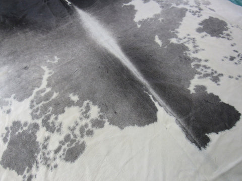 Grey & White Cowhide Rug (White is actually off-white or light beige) Size: 7.75x7 feet B-283