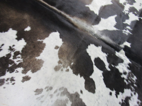 Spotted Dark Brown & White Cowhide Rug - Size: 7x6.7 feet K-322