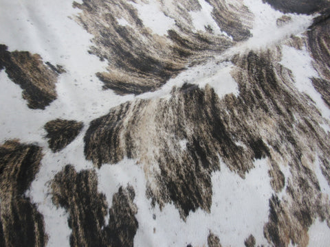 Grey Brindle & White Cowhide Rug Size: 7x6 1/4 feet B-284