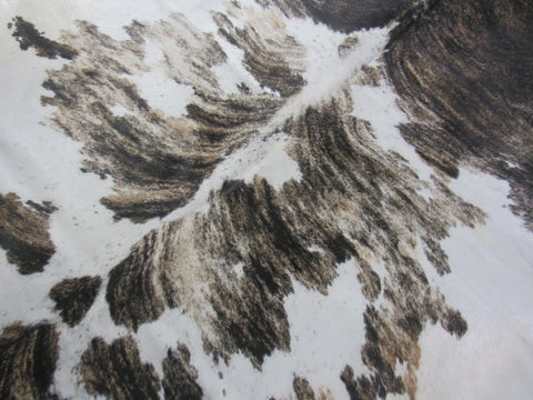 Grey Brindle & White Cowhide Rug Size: 7x6 1/4 feet B-284