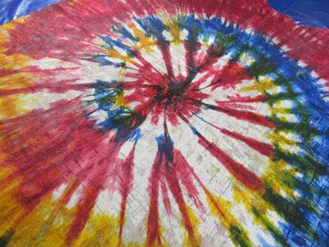 Beautiful Acid Washed & Tie Dye Cowhide Rug (has an particular odor) - Size: 7x6.2 feet C-1726