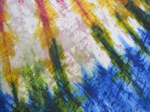 Beautiful Acid Washed & Tie Dye Cowhide Rug (has an particular odor) - Size: 7x6.2 feet C-1726