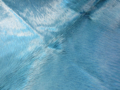 Dyed Azur Blue Cowhide Rug - Size: 7.5x7 feet C-1728