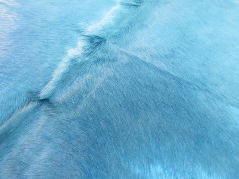 Dyed Azur Blue Cowhide Rug - Size: 7.5x7 feet C-1728