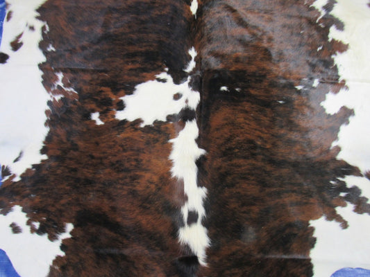 Tricolor Speckled Cowhide Rug (mainly dark brown tones) - Size: 7.2x6.5 feet K-327