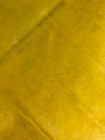 Dyed Yellow Cowhide Rug - Size: 7.5' x 7.5' C-1616