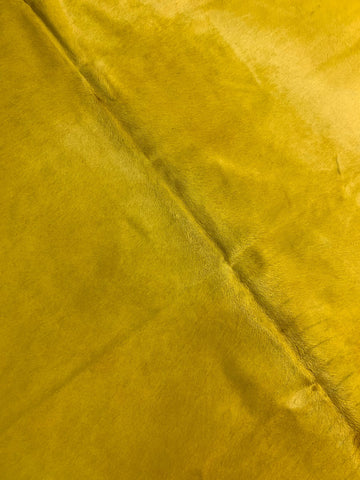 Dyed Yellow Cowhide Rug - Size: 7.5' x 7.5' C-1616