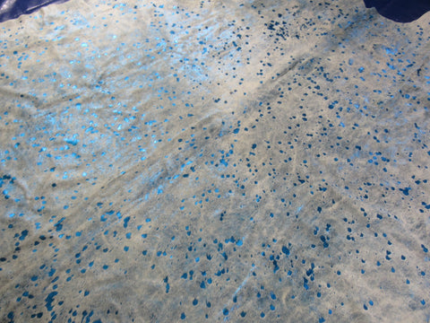 Blue Metallic Acid Washed Cowhide Rug - Size: 8x7.2 feet K-329