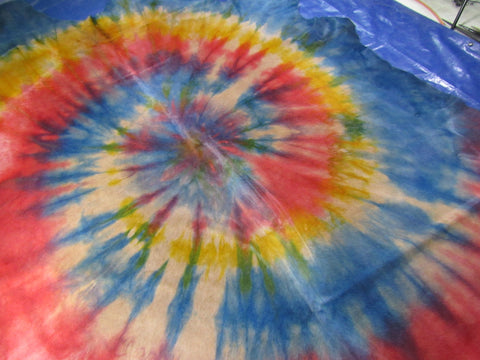 Multicolor Tie Dye Cowhide Rug (has a particular odor) - Size: 8.7x8 feet C-1727