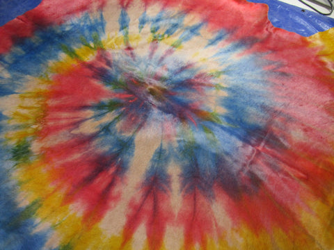 Multicolor Tie Dye Cowhide Rug (has a particular odor) - Size: 8.7x8 feet C-1727