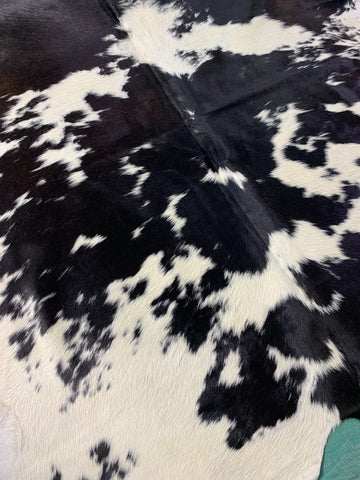 Huge Black & White Speckled Cowhide Rug Size: 8 3/4x7 feet O-1029