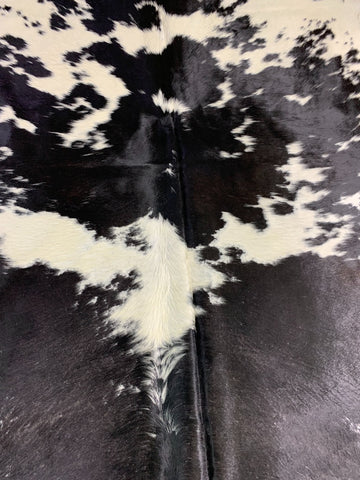 Huge Black & White Speckled Cowhide Rug Size: 8 3/4x7 feet O-1029