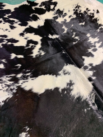 Huge Black & White Speckled Cowhide Rug Size: 8 3/4x7 feet O-1029