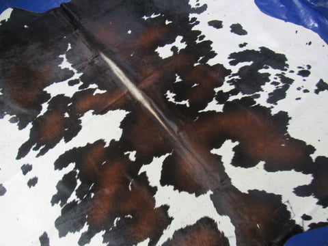 Spotted Reddish Brown and White Cowhide Rug - Size: 8x6.5 feet O-269