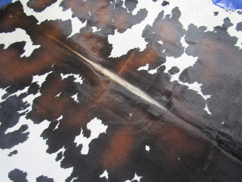 Spotted Reddish Brown and White Cowhide Rug - Size: 8x6.5 feet O-269