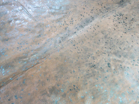 Turquoise Metallic Acid Washed Cowhide Rug - Size: 7.2x6.2 feet K-339