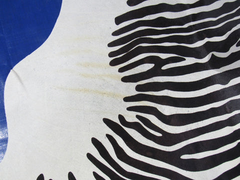 Zebra Print Cowhide Rug (neck has some yellow lines) Size: 7x6.2 feet M-1598