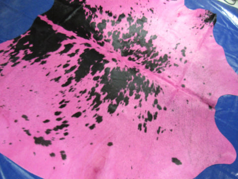 Dyed Pink Salt & Pepper Cowhide Rug - Size: 6.7x7 feet C-1750