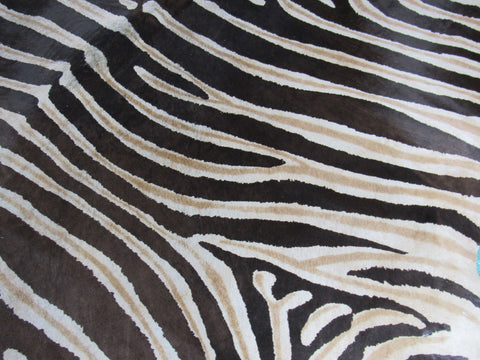 Genuine Zebra Cowhide Rug (both inner and outer stripes are brown) Size: 7 1/4x6 feet O-1016