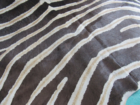 Genuine Zebra Cowhide Rug (both inner and outer stripes are brown) Size: 7 1/4x6 feet O-1016